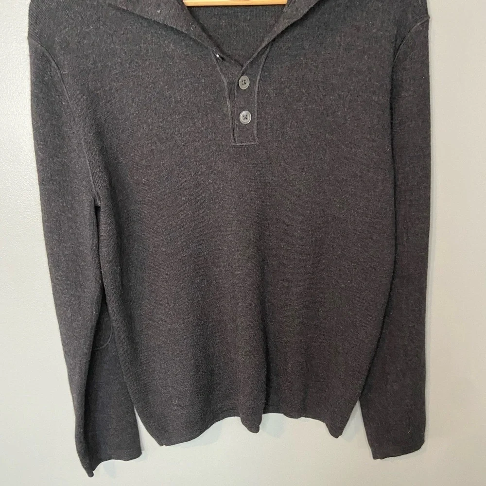 Banana Republic Extra Fine Italian Merino Wool Collared Sweater Elbow Patches
